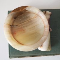 Vintage mortar and pestle | Onyx marble mortar | Small marble mortar | Green and brown onyx mortar and pestle