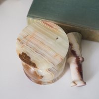 Vintage mortar and pestle | Onyx marble mortar | Small marble mortar | Green and brown onyx mortar and pestle