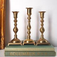 Set of three mismatched vintage candlesticks | Candle holders | Vintage brass candle holders | Mismatched brass candle holders