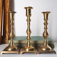 Set of three mismatched vintage candlesticks | Candle holders | Vintage brass candle holders | Mismatched brass candle holders