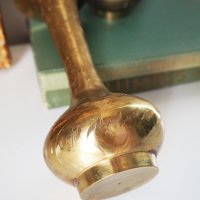 Set of two vintage brass vases | Small brass vases | Vintage bud vase | Vintage single flower vases | Etched brass vases | Brass home decor