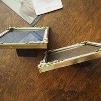 Set of two vintage photo frames | Set of two small matching vintage frames | Vintage brass picture frames | Brass and white frames