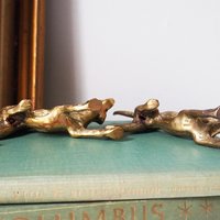 Vintage brass dogs | Set of two vintage brass dogs | Vintage brass figurines | Brass dog statues | Vintage brass dog figurines