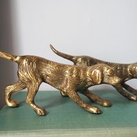 Vintage brass dogs | Set of two vintage brass dogs | Vintage brass figurines | Brass dog statues | Vintage brass dog figurines