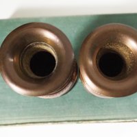 Set of two small vintage vases | Small brass vases | Vintage bud vase | Vintage single flower vases | Etched brass vases
