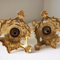 Set of two vintage candlestick holders | Gold and onyx marble candle holders | Tall candlestick holders | Matching candle holders