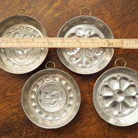 Set of four vintage copper baking molds | Small copper molds | Mismatched copper molds | Vintage copper molds | Vintage kitchen decor