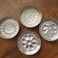 Set of four vintage copper baking molds | Small copper molds | Mismatched copper molds | Vintage copper molds | Vintage kitchen decor
