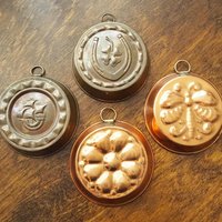 Set of four vintage copper baking molds | Small copper molds | Mismatched copper molds | Vintage copper molds | Vintage kitchen decor