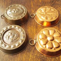Set of four vintage copper baking molds | Small copper molds | Mismatched copper molds | Vintage copper molds | Vintage kitchen decor