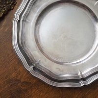 Vintage alpacca silver trays | Set of two scalloped trays | Alpacca silver platters | Vintage serving trays | Vintage scalloped trays