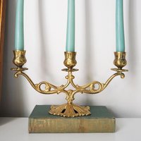Vintage brass candelabra | Brass candelabra | Three arm brass candlestick holder | Three arm candelabra | Kupittaan Valaisin candle holder