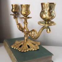 Vintage brass candelabra | Brass candelabra | Three arm brass candlestick holder | Three arm candelabra | Kupittaan Valaisin candle holder