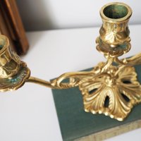 Vintage brass candelabra | Brass candelabra | Three arm brass candlestick holder | Three arm candelabra | Kupittaan Valaisin candle holder