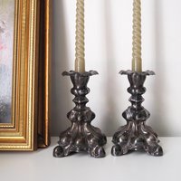 Set of two vintage candlestick holders | Alpacca silver candlestick holders | Large silver candlestick holders | Vintage candle holders