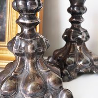 Set of two vintage candlestick holders | Alpacca silver candlestick holders | Large silver candlestick holders | Vintage candle holders