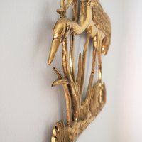 Vintage brass crane wall figurine | Brass crane wall decor | Vintage brass crane | Vintage brass wall decor | Brass crane wall hanging