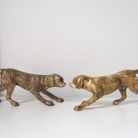 Vintage brass dogs | Set of two vintage brass dogs | Vintage brass figurines | Brass dog statues | Vintage brass dog figurines