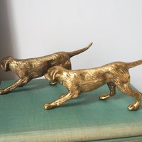 Vintage brass dogs | Set of two vintage brass dogs | Vintage brass figurines | Brass dog statues | Vintage brass dog figurines