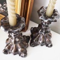 Set of two vintage candlestick holders | Alpacca silver candlestick holders | Large silver candlestick holders | Vintage candle holders