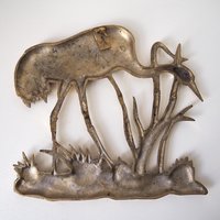 Vintage brass crane wall figurine | Brass crane wall decor | Vintage brass crane | Vintage brass wall decor | Brass crane wall hanging