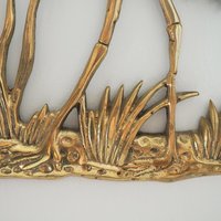 Vintage brass crane wall figurine | Brass crane wall decor | Vintage brass crane | Vintage brass wall decor | Brass crane wall hanging