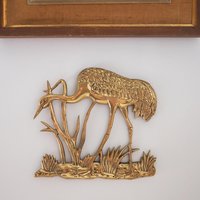 Vintage brass crane wall figurine | Brass crane wall decor | Vintage brass crane | Vintage brass wall decor | Brass crane wall hanging