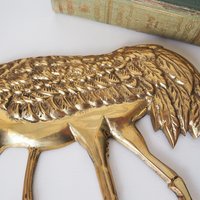 Vintage brass crane wall figurine | Brass crane wall decor | Vintage brass crane | Vintage brass wall decor | Brass crane wall hanging