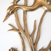 Vintage brass crane wall figurine | Brass crane wall decor | Vintage brass crane | Vintage brass wall decor | Brass crane wall hanging