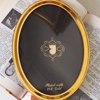 Vintage gold plated photo frame | Oval gold plated photo frame | Danish picture frame | Vintage Jyden picture frame | Oval photo frame