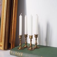 Set of four tiny vintage brass candlestick holders | Brass candlestick holders | Vintage brass candle holders | Small candle holders