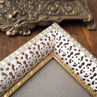 Vintage photo frame | Vintage brass and white photo frame | Brass picture frame | Vintage Jyden picture frame | Danish photo frame