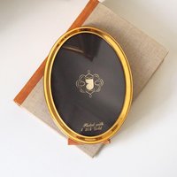 Vintage gold plated photo frame | Oval gold plated photo frame | Danish picture frame | Vintage Jyden picture frame | Oval photo frame