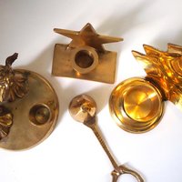 Vintage candle holder set | Brass candlestick holders | Vintage brass candle holders and candle snuffer | Vintage Christmas gift set