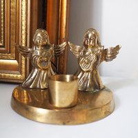 Vintage candle holder set | Brass candlestick holders | Vintage brass candle holders and candle snuffer | Vintage Christmas gift set