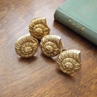 Vintage brass napkin rings | Set of four vintage napkin rings | Vintage seashell napkin rings | Set of four brass napkin rings