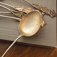 Set of six large vintage teaspoons | Large alpacca silver teaspoons | Matching teaspoons | Floral teaspoon set | Vintage alpacca teaspoons