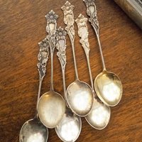Set of six large vintage teaspoons | Large alpacca silver teaspoons | Matching teaspoons | Floral teaspoon set | Vintage alpacca teaspoons