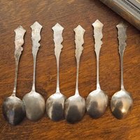 Set of six large vintage teaspoons | Large alpacca silver teaspoons | Matching teaspoons | Floral teaspoon set | Vintage alpacca teaspoons