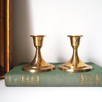 Pair of vintage candlestick holders | Brass candlestick holders | Simple brass candlestick holders | Brass candle holders