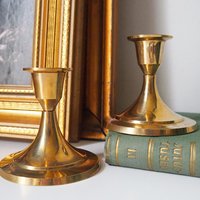 Pair of vintage candlestick holders | Brass candlestick holders | Simple brass candlestick holders | Brass candle holders
