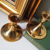 Pair of vintage candlestick holders | Brass candlestick holders | Simple brass candlestick holders | Brass candle holders