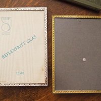 Set of two vintage photo frames | Vintage photo frames 13x18 cm | Vintage brass picture frames | Vintage silver plated frames