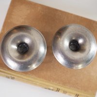 Set of two vintage candlestick holders | Tiny pewter candlestick holders | Small chamber style candle holders | Pewter candle holders