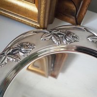 Vintage alpacca silver plate | Alpacca silver platter | Vintage silver plate | Alpacca plate with rose ornament | Floral silver plate