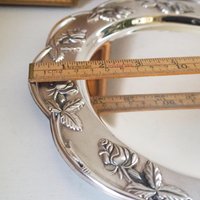 Vintage alpacca silver plate | Alpacca silver platter | Vintage silver plate | Alpacca plate with rose ornament | Floral silver plate