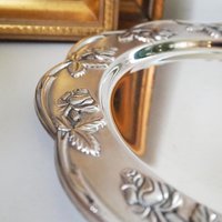 Vintage alpacca silver plate | Alpacca silver platter | Vintage silver plate | Alpacca plate with rose ornament | Floral silver plate