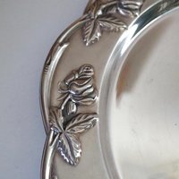 Vintage alpacca silver plate | Alpacca silver platter | Vintage silver plate | Alpacca plate with rose ornament | Floral silver plate
