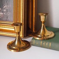 Pair of vintage candlestick holders | Brass candlestick holders | Simple brass candlestick holders | Brass candle holders