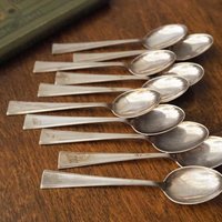 Set of ten vintage teaspoons | Small silver plated teaspoons | Matching teaspoon set | Vintage alpacca teaspoons